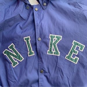 Vtg Nike Swoosh By Nike Snap Up Hooded Trench Coat Jacket Spell Out Lined XL